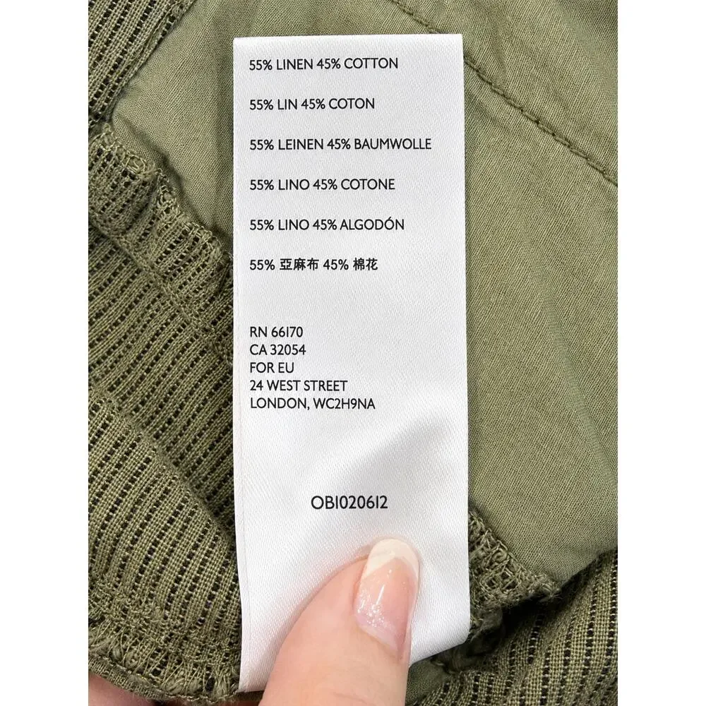 Anthropologie Olive Green Linen Blend Tie Waist Wide Leg Crop Pants Small ✨ 🫒🌿 - Picture 9 of 16